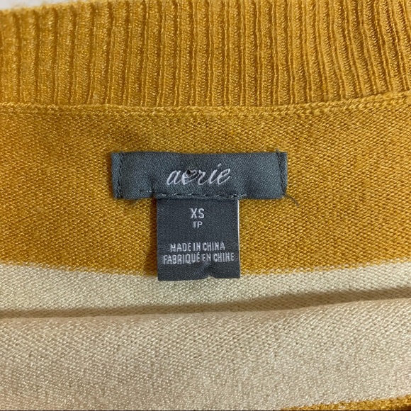 Aerie Yellow Off White Stripe Sweater - Picture 4 of 13